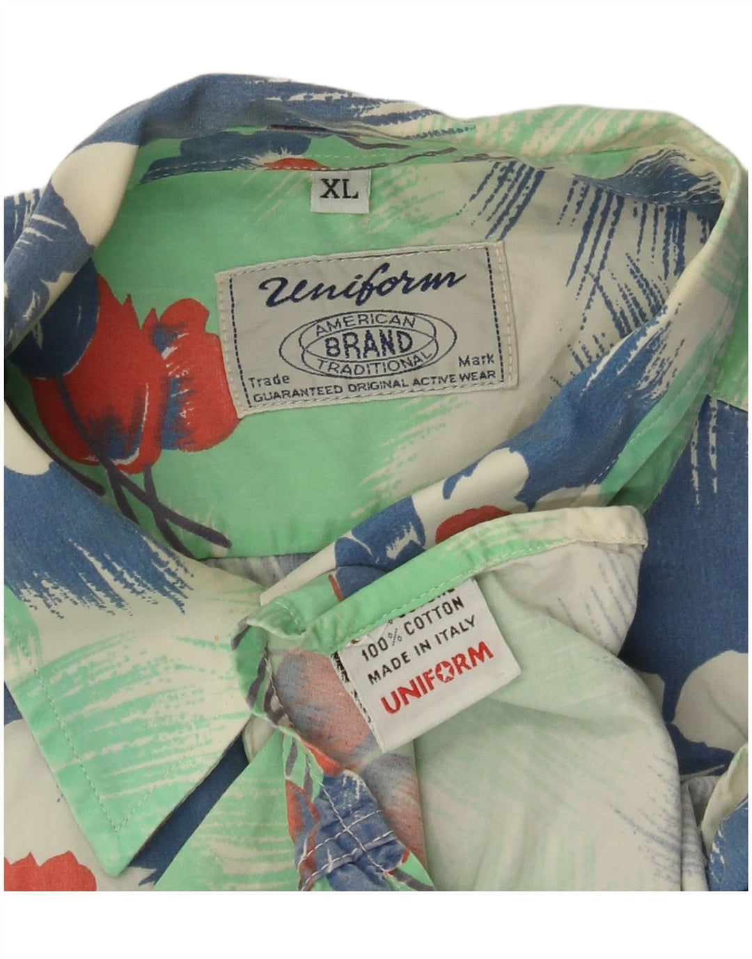 Cămașă cu mânecă scurtă pentru bărbați UNIFORM, bumbac floral, verde, XL