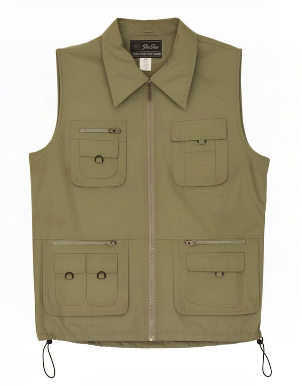 Jintao Gilet utilitar pentru bărbați UK 44 2XL Kaki Bumbac
