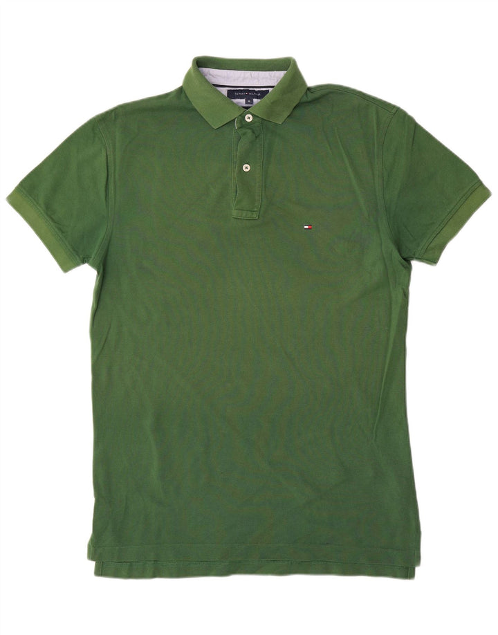Tricou polo Tommy Hilfiger pentru bărbați, bumbac verde mediu