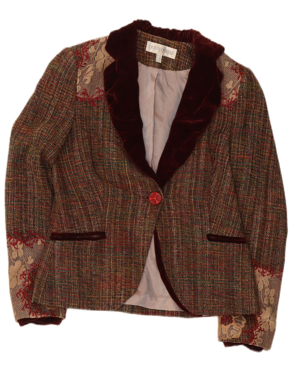 Sacou blazer pentru femei Quin And Donnelly cu 1 nasture UK 10 Mic Maro Floral