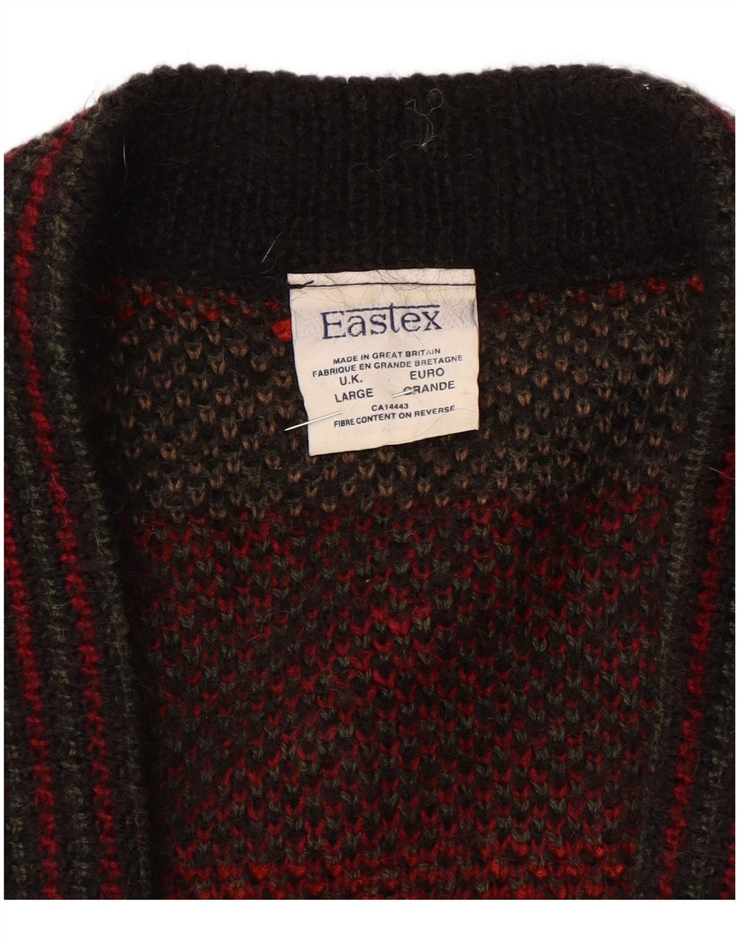EASTEX Pulover cardigan supradimensionat pentru femei UK 16 Large Red Fair Isle Acrylic