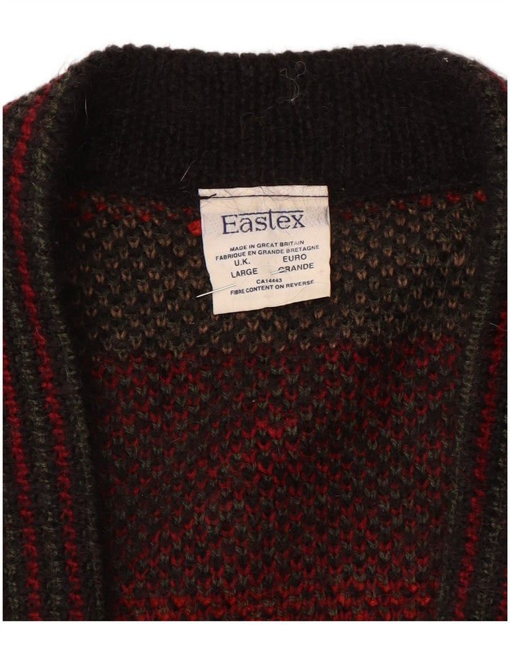 EASTEX Pulover cardigan supradimensionat pentru femei UK 16 Large Red Fair Isle Acrylic