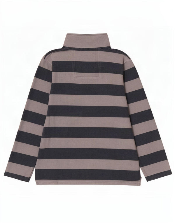 Crew Clothing Hanorac pentru bărbați, cu fermoar și gât, Jumper Medium Gri în dungi