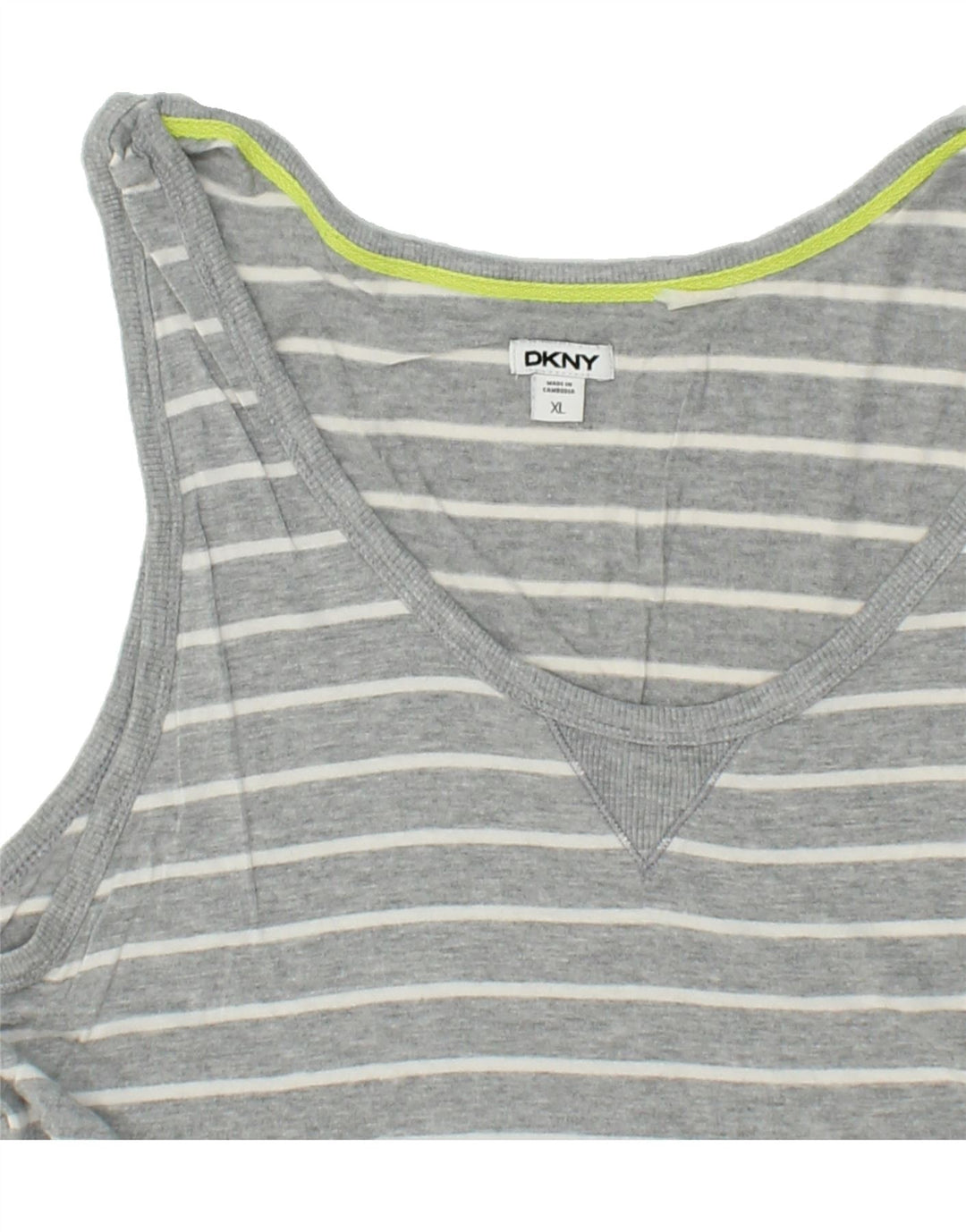 DKNY Womens Vest Top UK 18 XL Grey Striped Vintage Dkny and Second-Hand Dkny from Messina Hembry 