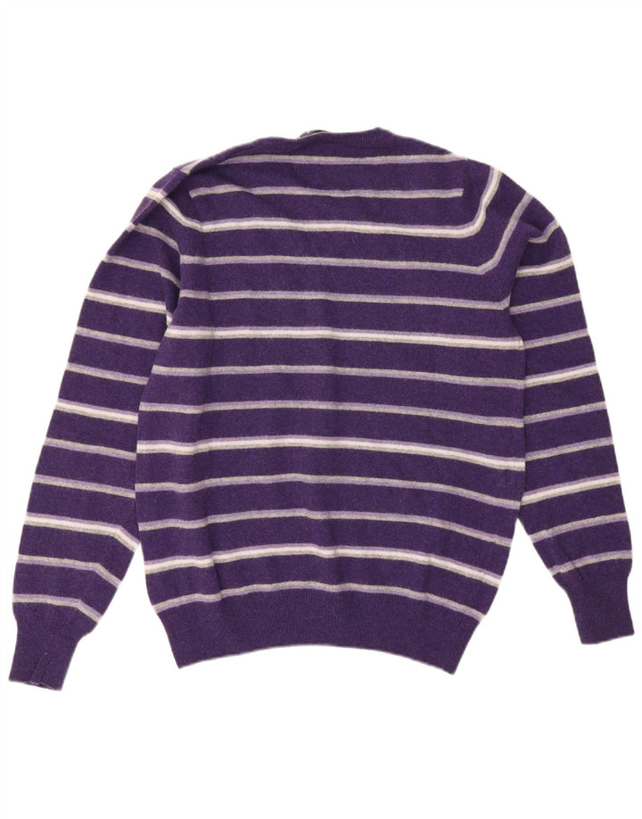 Pulover Brooksfield pentru bărbați, cu decolteu în V, IT 48, lână cu dungi violet mediu