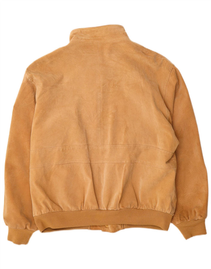 Bomber vintage pentru bărbați din piele intoarsa UK 40 mare, maro, din piele