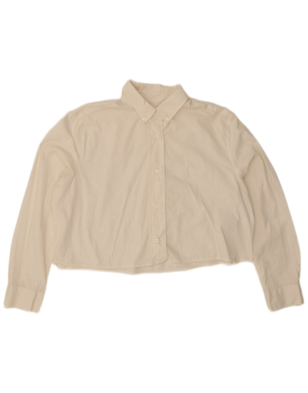 Cămașă Oversized Crop Benetton pentru femei UK 14 Medium Beige Bumbac