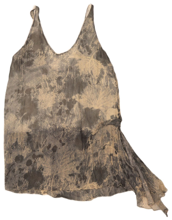 Top cu tunică asimetrică fără mâneci Zara pentru femei UK 12, gri mediu Tie Dye