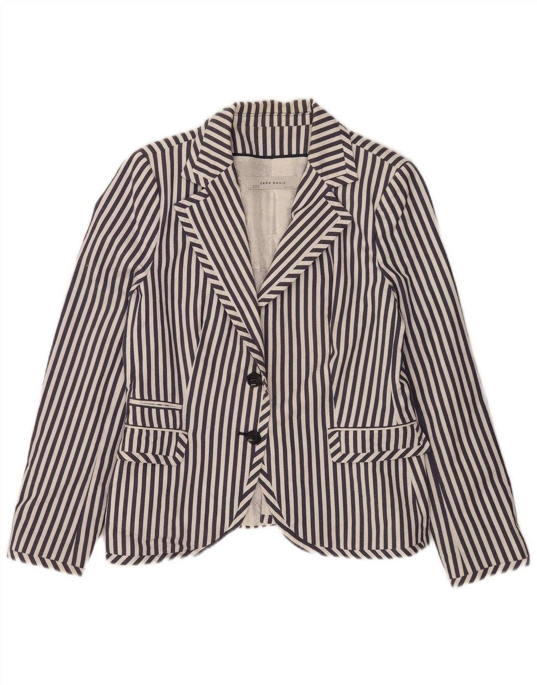 Sacou blazer pentru femei Zara, cu 2 nasturi, UK 18 XL, bleumarin, cu dungi