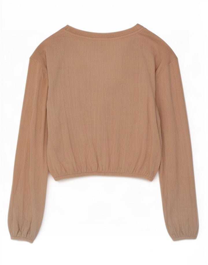 Top cardigan pentru femei Zara UK 16 mare, bej, poliester