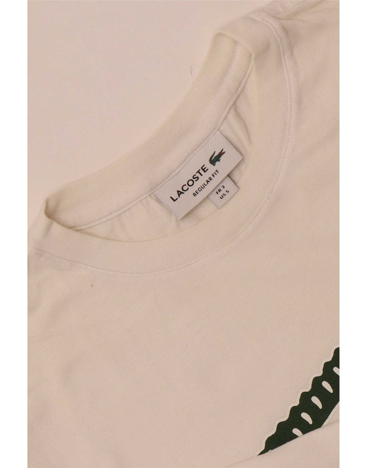 Tricou grafic Lacoste pentru bărbați, cu croiala obișnuită, Mărimea 3 Mic, Alb