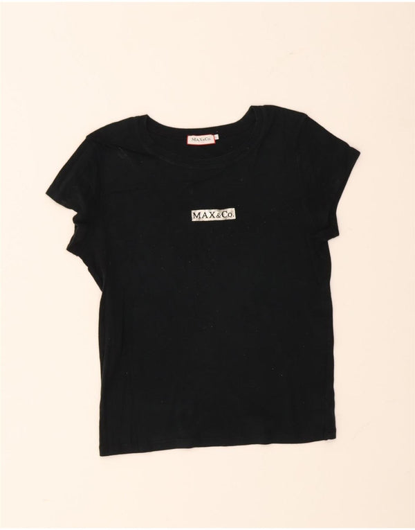 Max & Co. Tricou crop pentru femei Top UK 14 Bumbac negru mare