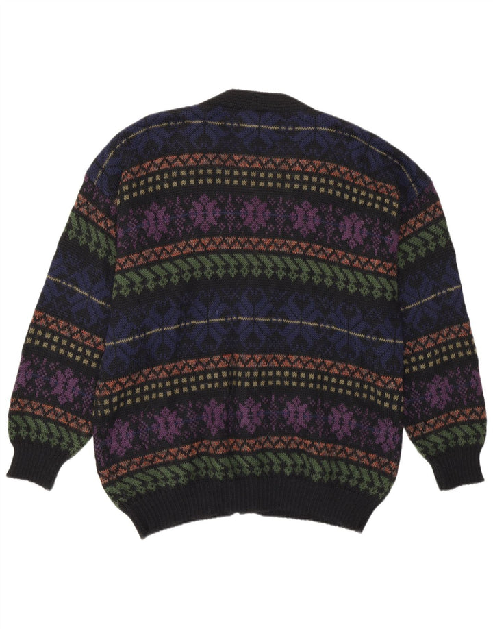 Pulover Cardigan Vintage Bărbați Mediu Multicolor Fair Isle Lână Alpaca
