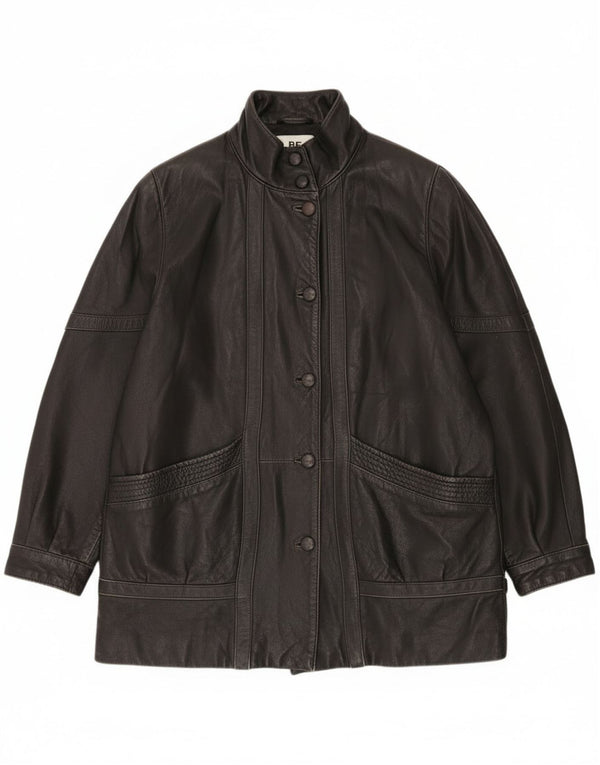 Jachetă de piele vintage supradimensionată pentru femei EU 46 XL din piele neagră