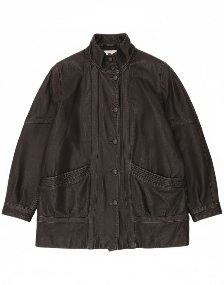 Jachetă de piele vintage supradimensionată pentru femei EU 46 XL din piele neagră