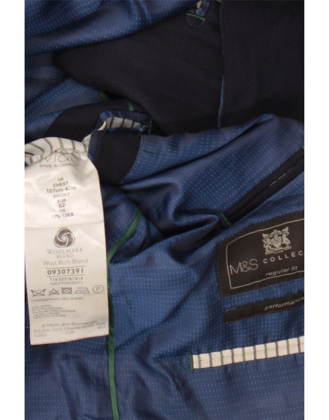 MARKS & SPENCER Jachetă pentru bărbați, cu 2 nasturi, cu ajustare normală, UK 42 XL, bleumarin