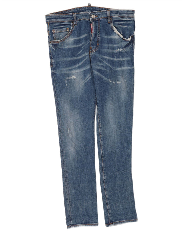 Dsquared2 Blugi subțiri învechiți pentru femei IT 46 Large W32 L30 Blue Bumbac