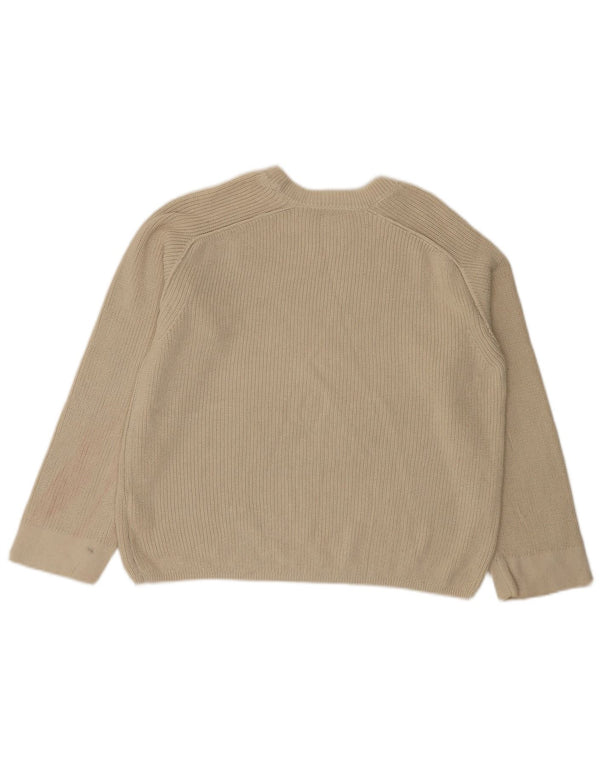 Pulover Tommy Hilfiger pentru femei supradimensionat cu decolteu triplu, UK 6 XS Bej