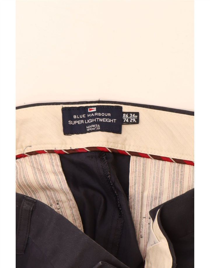 MARKS & SPENCER Pantaloni chino pentru bărbați Blue Harbour W34 L29 bleumarin