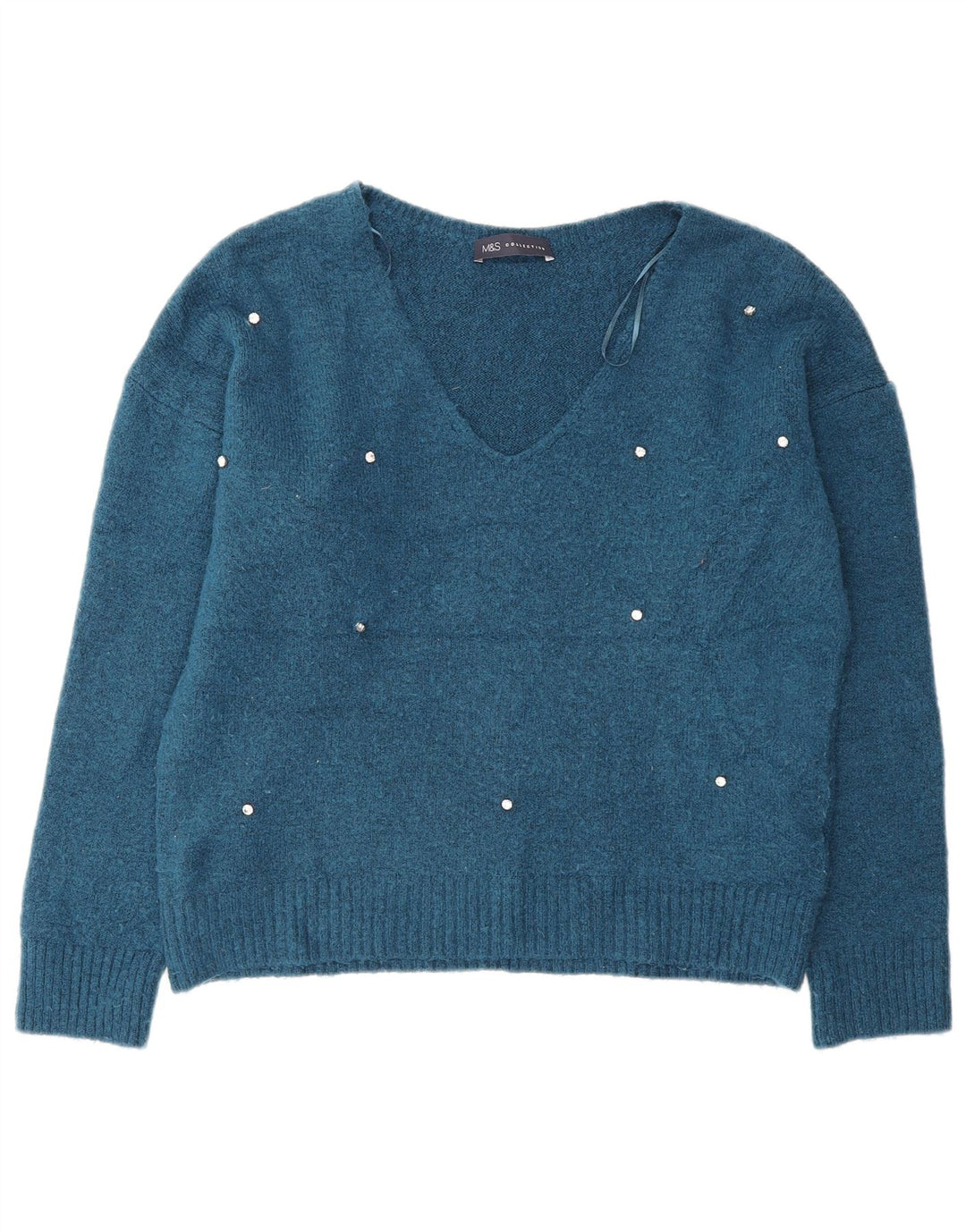 Marks & Spencer Pulover supradimensionat cu decolteu în V pentru femei UK 10 Small Blue