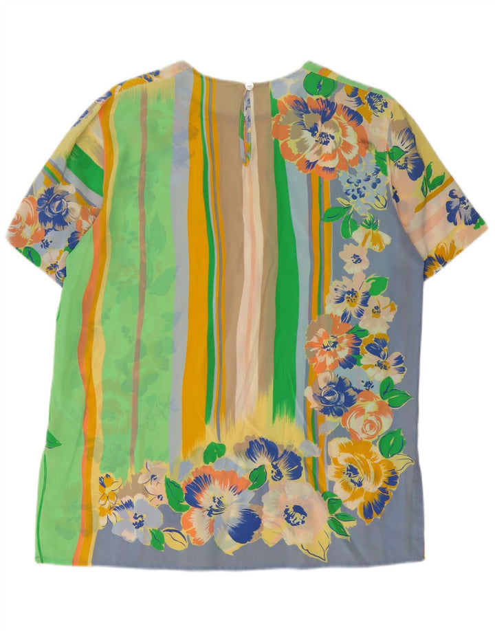 Bluză vintage pentru femei UK 14 mare, multicoloră, florală