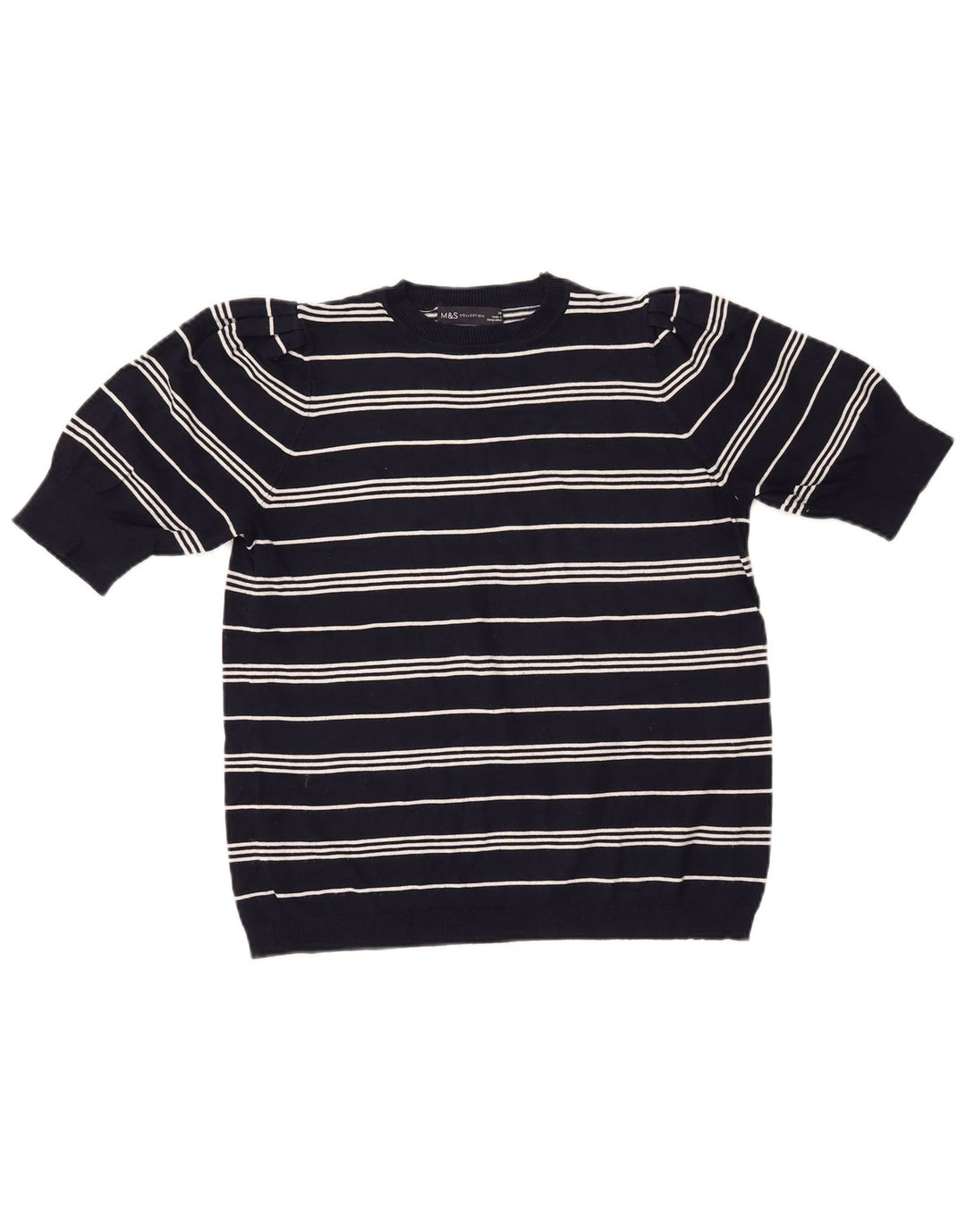 MARKS & SPENCER Pulover Crop Crew Deck pentru femei UK14 Medium Bleumarin