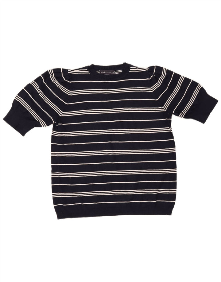 MARKS & SPENCER Pulover Crop Crew Deck pentru femei UK14 Medium Bleumarin