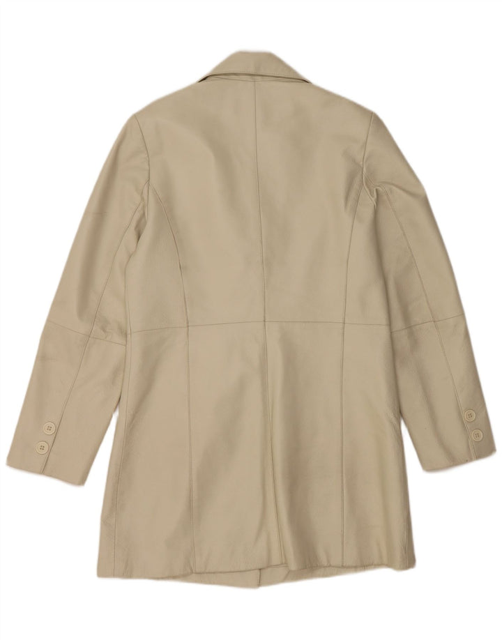 Palton din piele vintage pentru femei UK 12 Medium Beige Piele