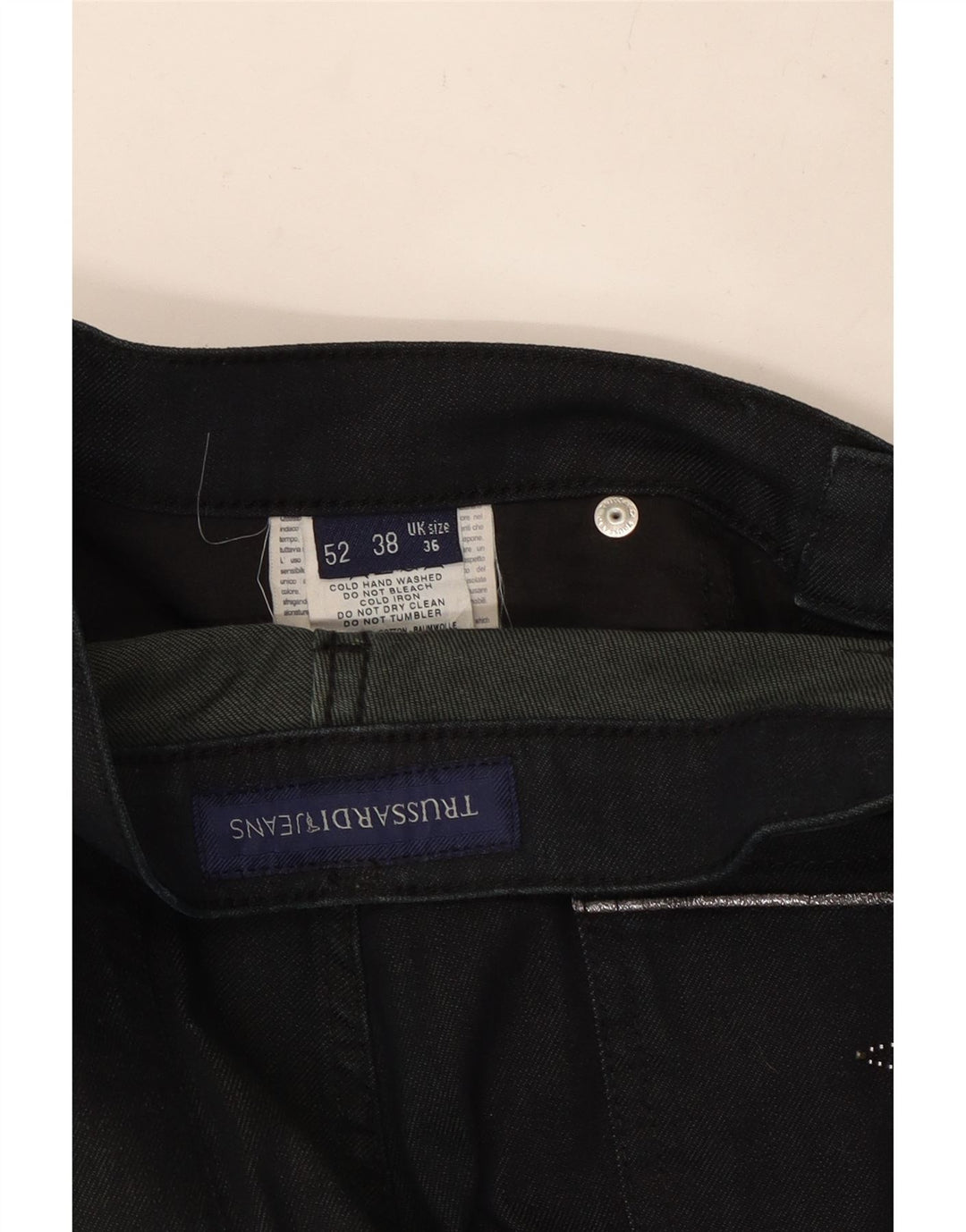 TRUSSARDI Blugi drepti pentru bărbați W36 L33 bumbac negru