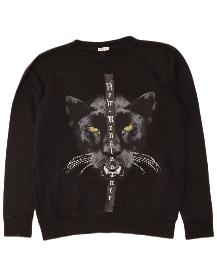 Marcelo Burlon Hanorac grafic pentru bărbați Pulover mic, negru, bumbac