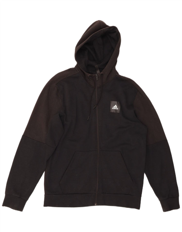 Pulover ADIDAS pentru bărbați, cu fermoar, bumbac mare, negru
