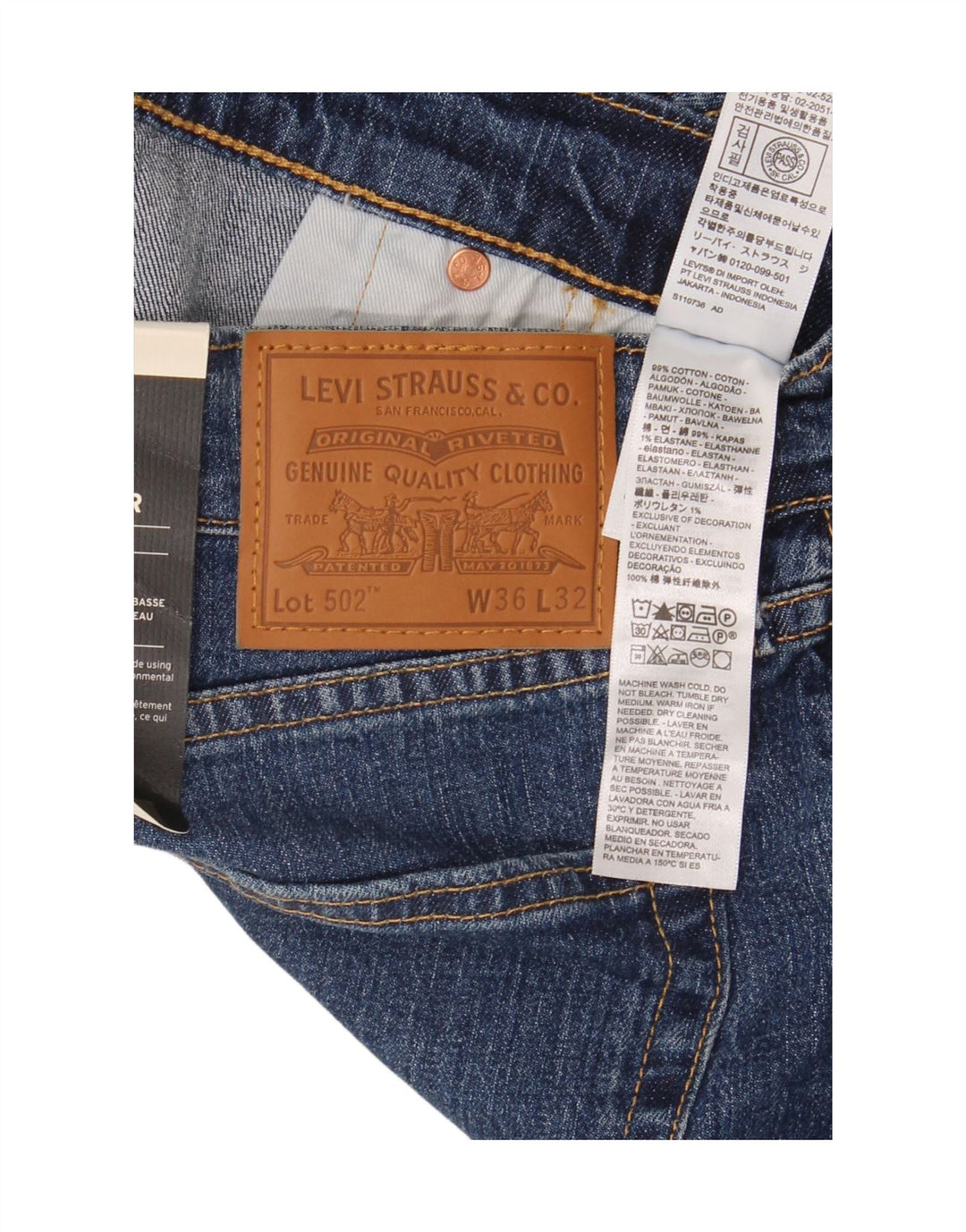 Blugi conici pentru bărbați Levi's 502 W36 L32 Bumbac albastru