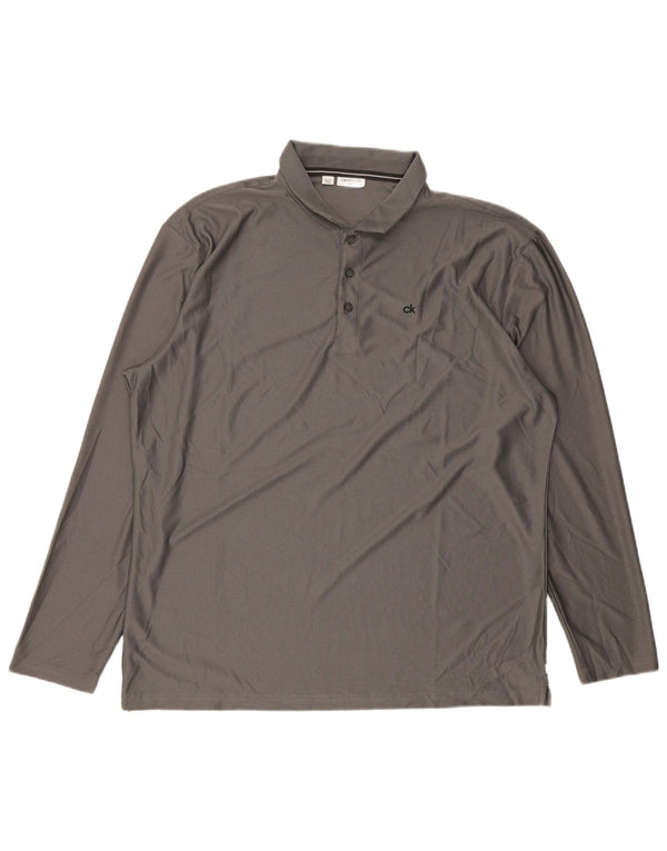 Cămașă polo Calvin Klein pentru bărbați, cu mânecă lungă, cu mânecă lungă, 2XL, gri