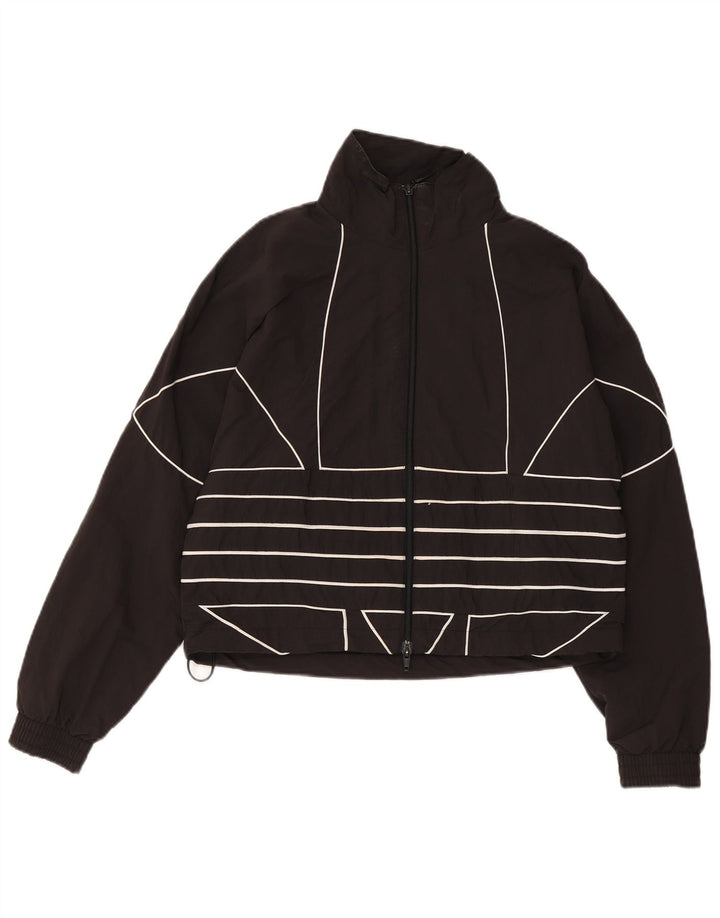 Jachetă de top pentru trening grafic Adidas pentru femei UK 8 Small Poliamidă neagră