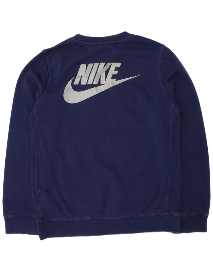 NIKE Boys Swoosh Graphic Sweatshirt Jumper 10-11 Years Medium  Navy Blue