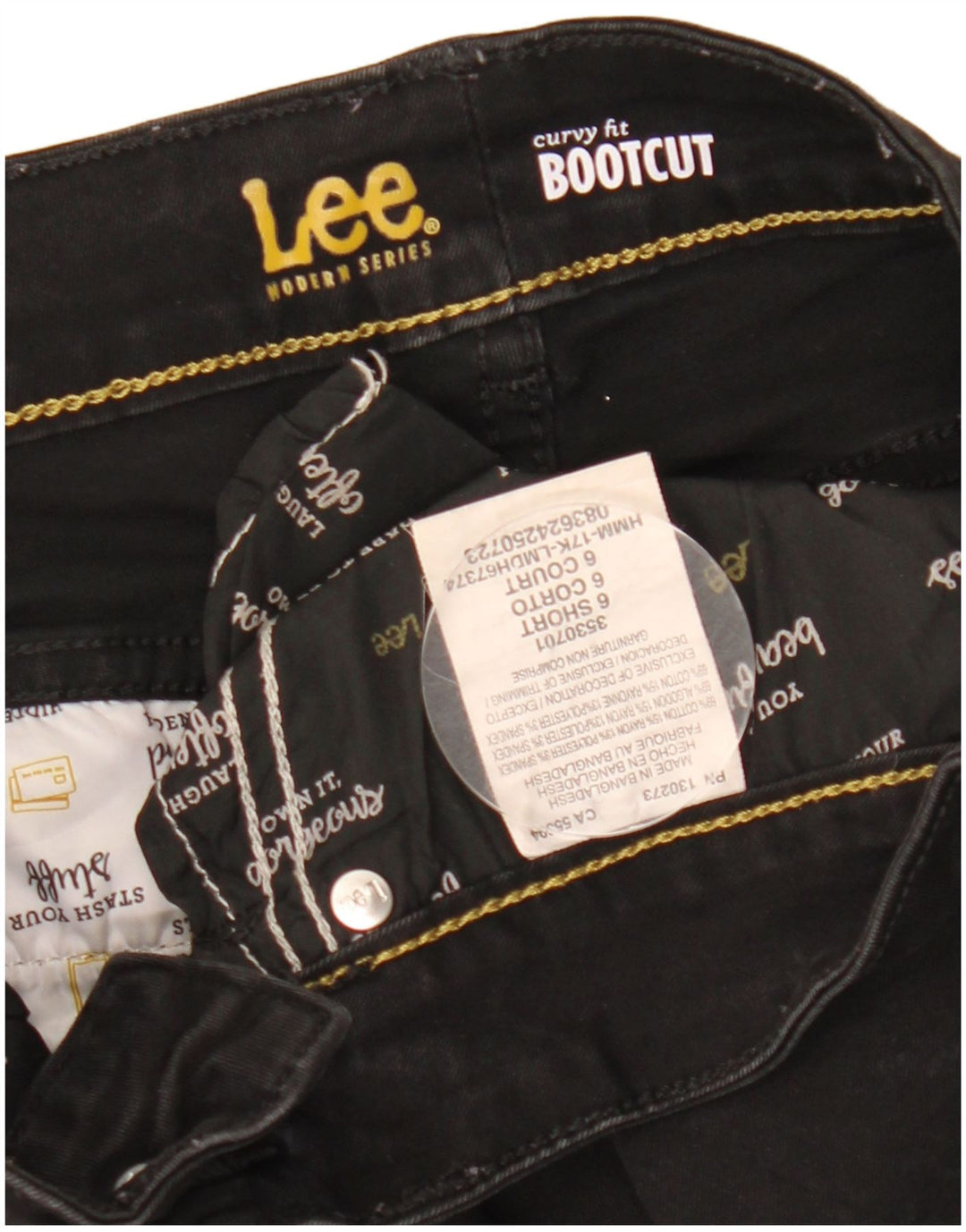 Pantaloni casual LEE pentru femei, cu croiala curbată, cu boboci, US 6 Medium W27 L30 Negru