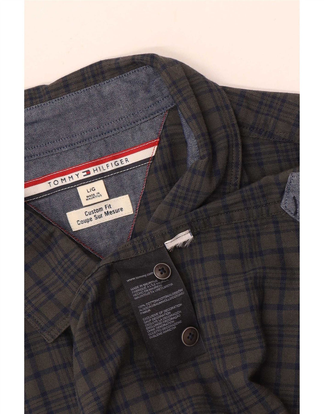 Cămașă personalizată pentru bărbați Tommy Hilfiger, bumbac cu carouri, gri mare