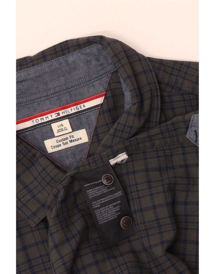 Cămașă personalizată pentru bărbați Tommy Hilfiger, bumbac cu carouri, gri mare
