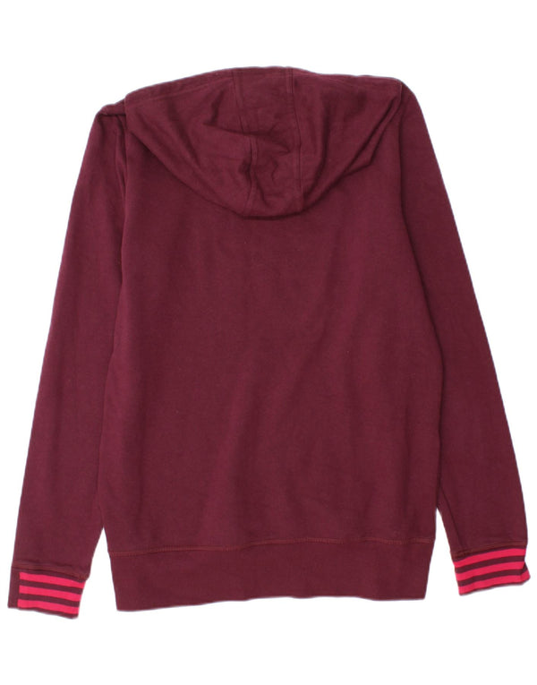 Adidas Womens Graphic Hoodie Jumper UK 12/14 Medium Burgundy Cotton
