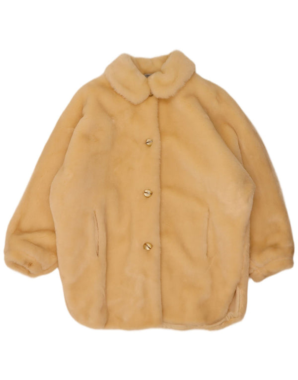 Pardesiu vintage pentru femei supradimensionat din blană artificială EU 40 Medium Bej Modacril