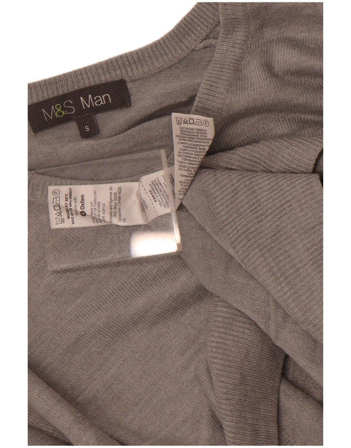 Pulover pentru bărbați Marks & Spencer, cu decolteu în V, mic, gri acrilic