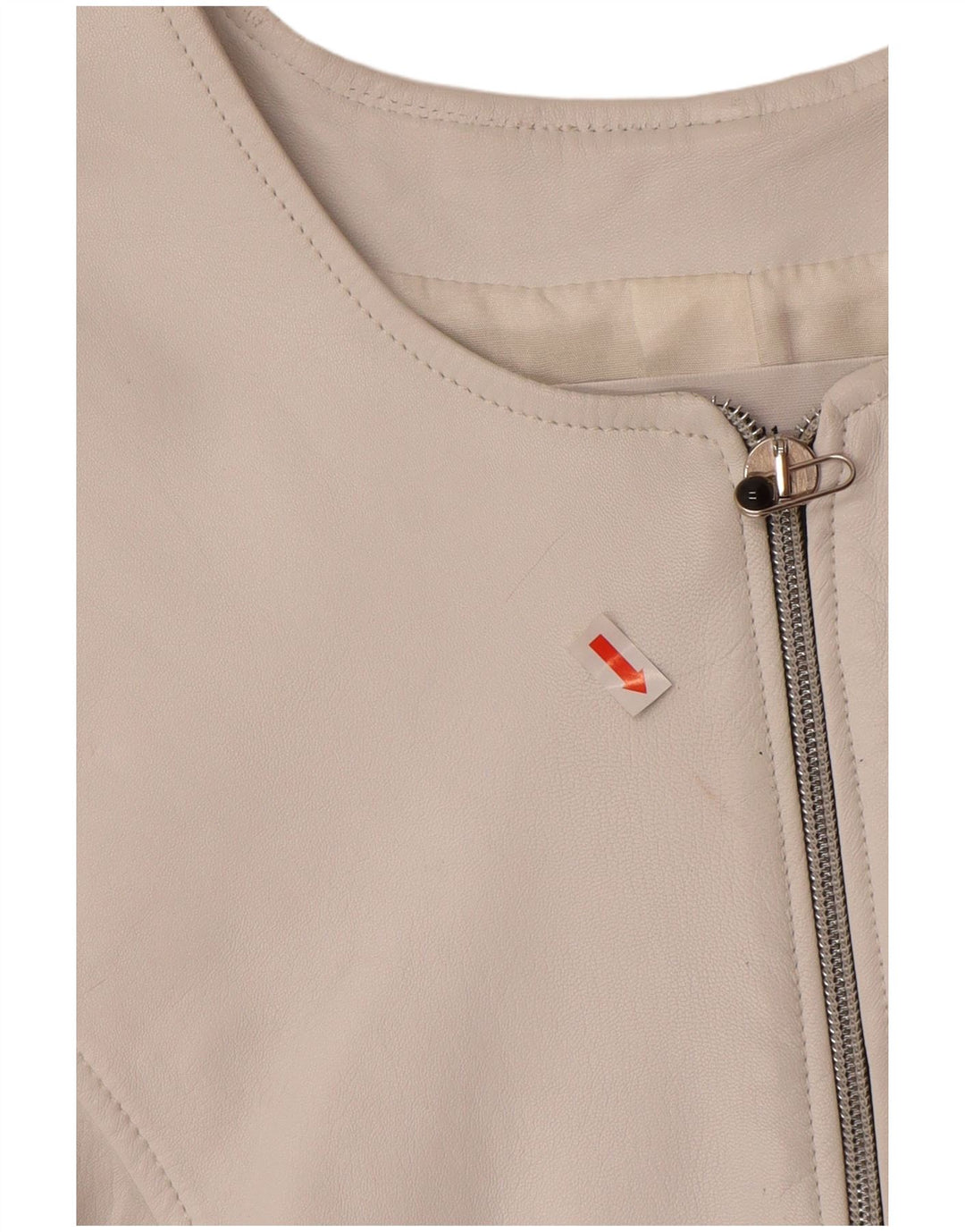 VINTAGE Gilet din piele pentru femei UK 12 Medium White