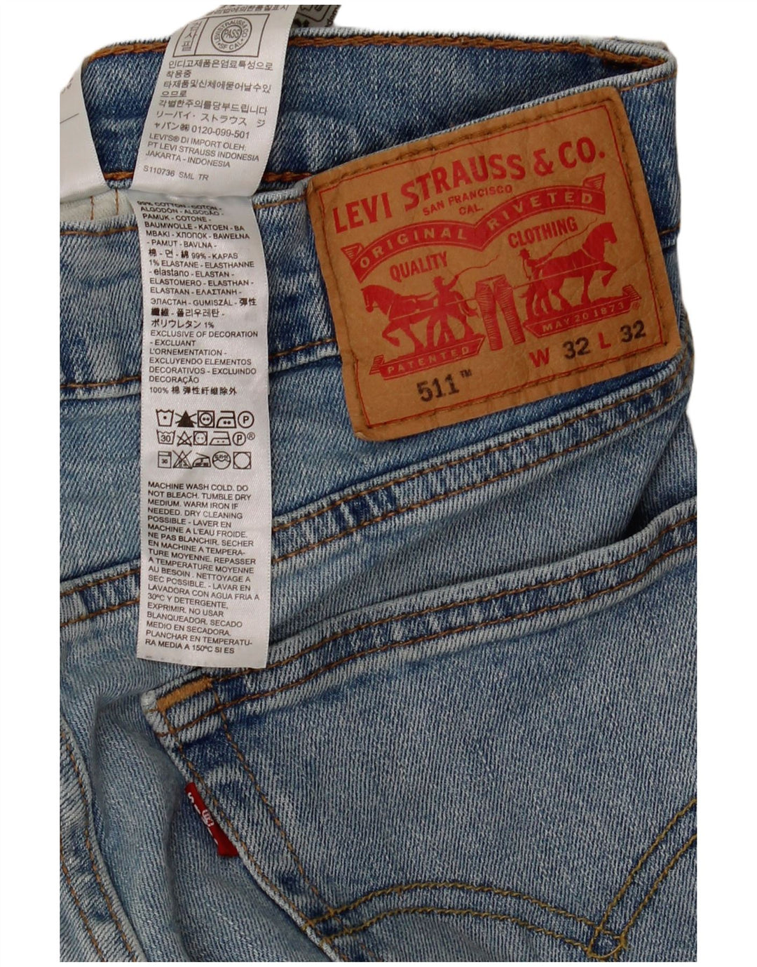 Blugi Levi's 511 Slim pentru bărbați W32 L32 Bumbac albastru