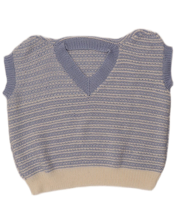 VINTAGE Vestă Tank Top pentru femei UK 18 XL Blue Striped