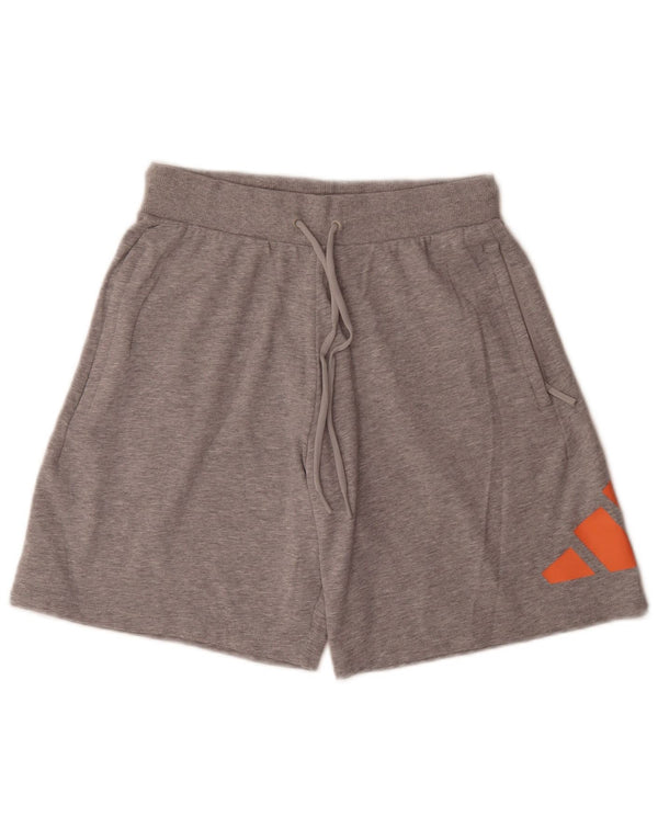 Pantaloni scurți sport pentru femei Adidas Graphic Relaxed Fit UK 14, bumbac gri mediu