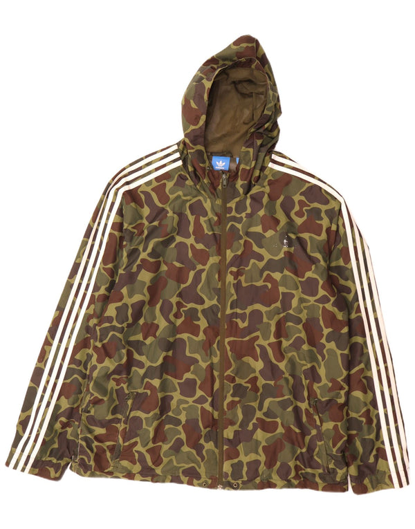 Jachetă de ploaie cu glugă pentru bărbați Adidas UK 44 2XL Kaki Camuflaj Poliester