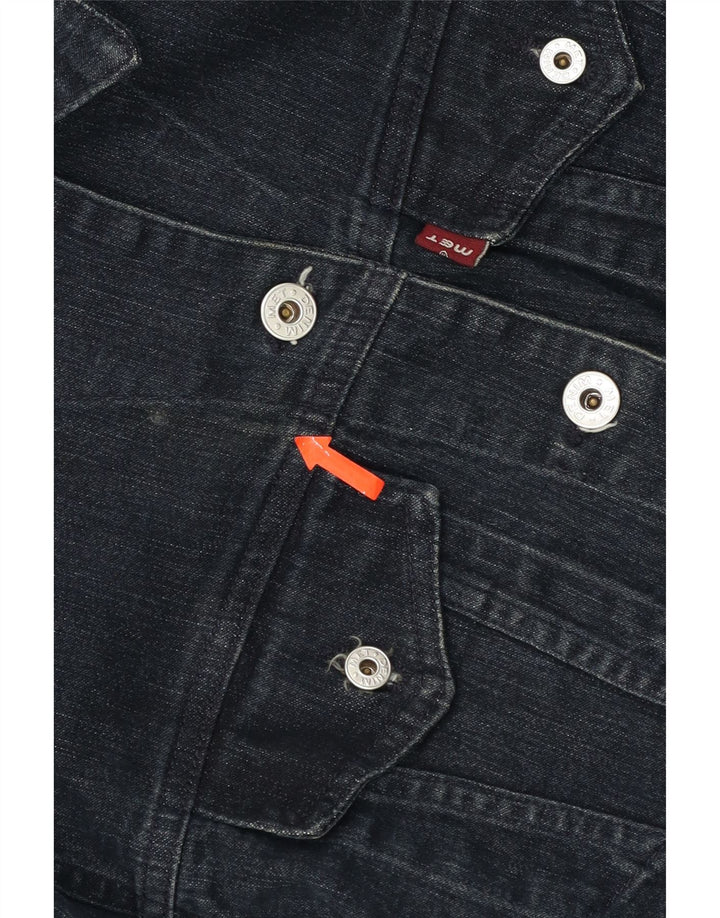MET Womens Denim Jacket UK 16 Large Navy Blue Cotton Vintage MET and Second-Hand MET from Messina Hembry 