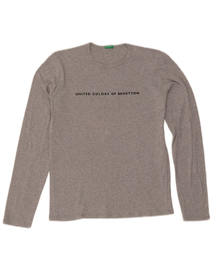 Top grafic Benetton pentru femei cu mânecă lungă UK 12 Medium Gri Pete