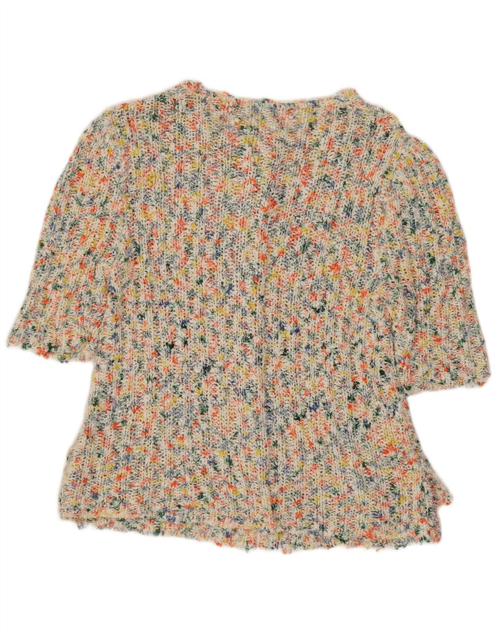 Cardigan vintage cu mânecă scurtă pentru femei UK 8 mic multicolor