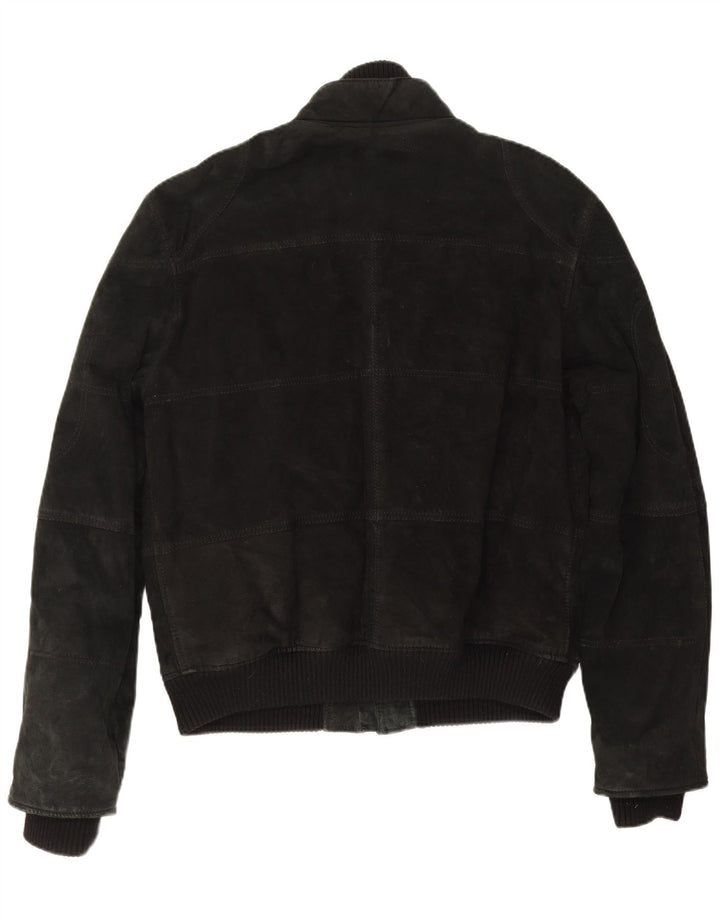 Jachetă Bomber Suede Vintage pentru bărbați UK 40, mare, neagră